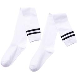 Generic 1 Pair Japanese Style Striped Print Thick Thigh Stockings Autumn Winter Women Over Knee Socks