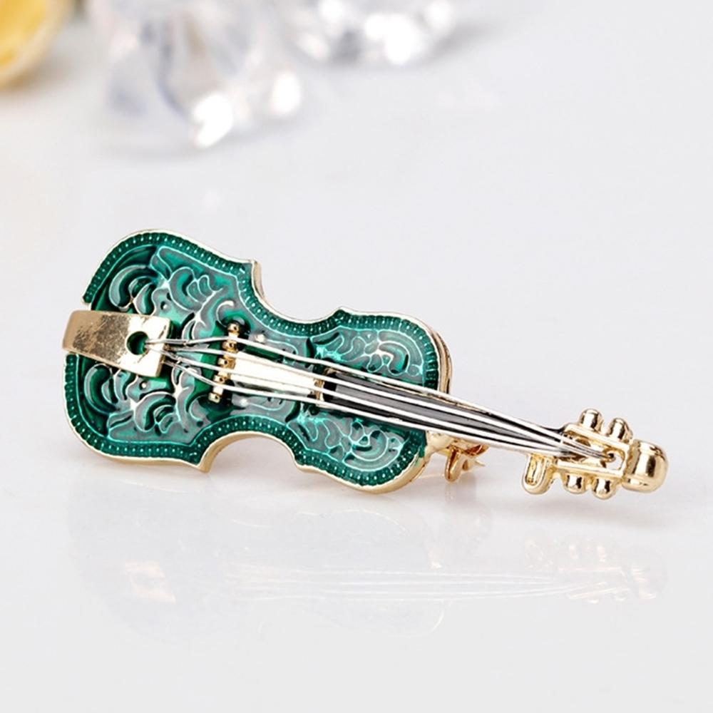 Generic Violin Shape Enamel Instrument Brooch Pin Corsage Suit Lapel Decoration