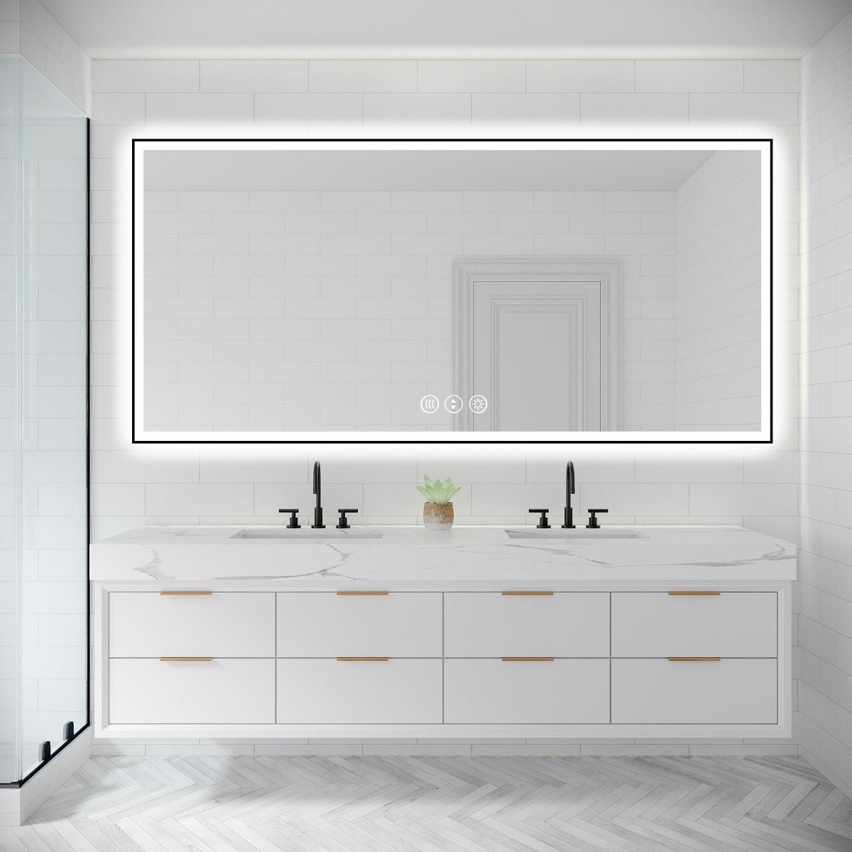 ExBriteUSA Apex-Noir 84"x40" Framed LED Lighted Bathroom Mirror