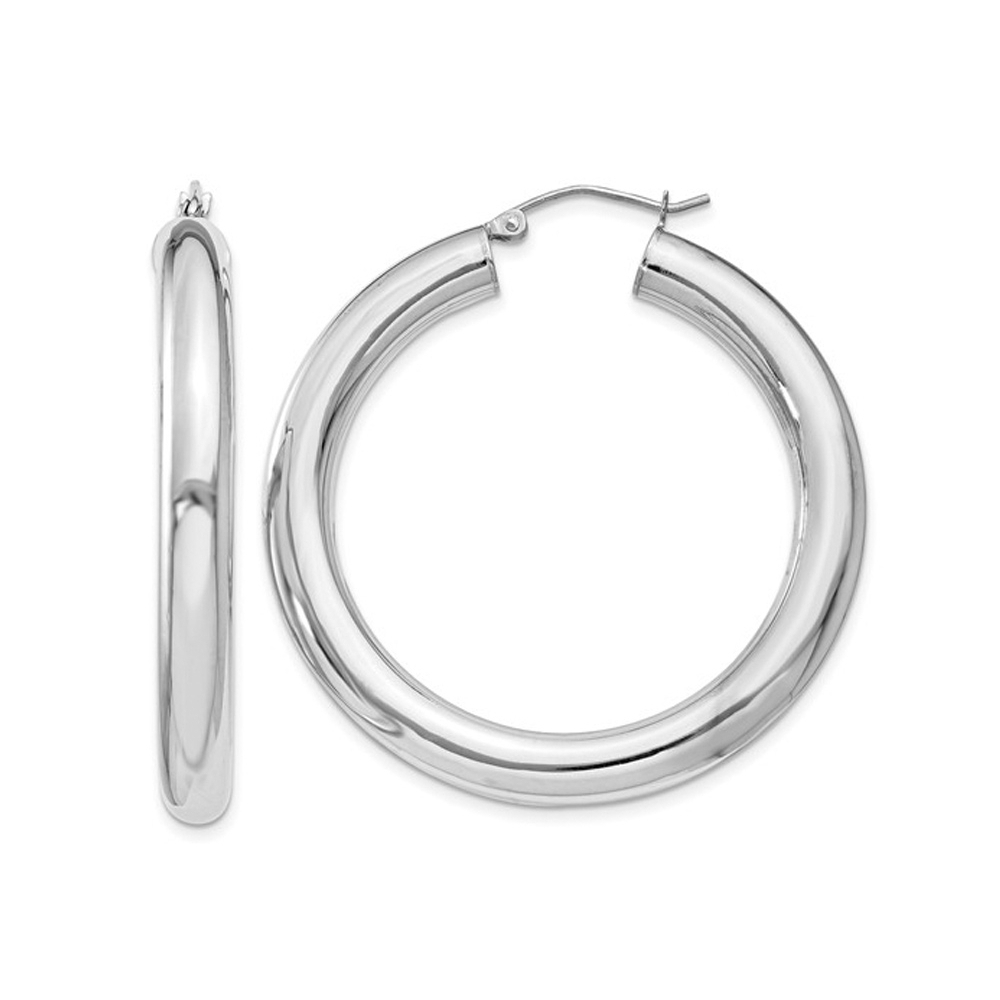 Gem And Harmony Sterling Silver Medium Hoop Earrings 1 1/2 Inch (5.0mm)