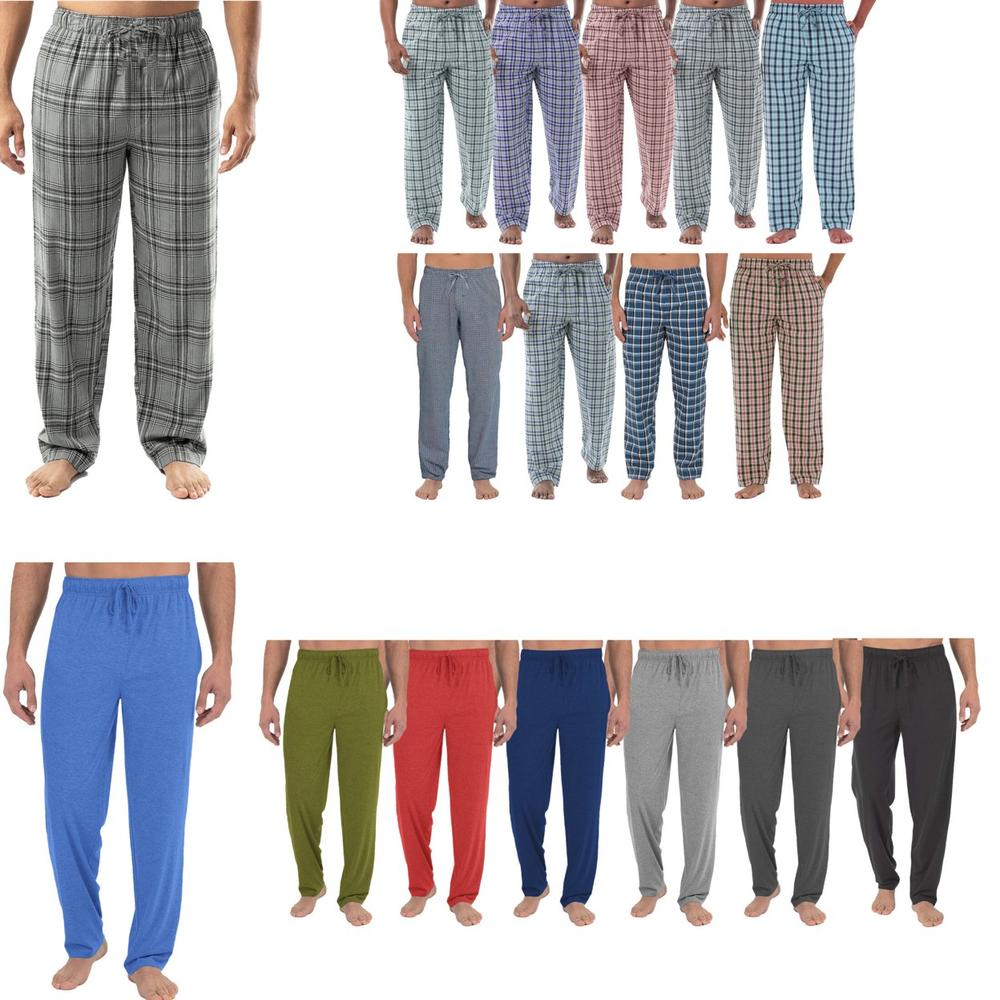 Bargain Hunters 3-Pack: Mens Soft Jersey Knit Long Lounge Sleep Pants with Pockets