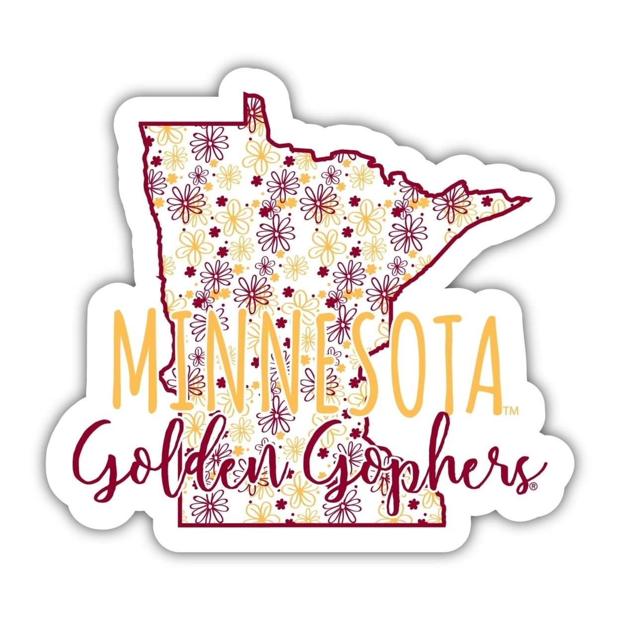 R and R Imports Minnesota Gophers 2-Inch on one of its sides Floral Design NCAA Floral Love Vinyl Sticker - Blossoming School Spirit