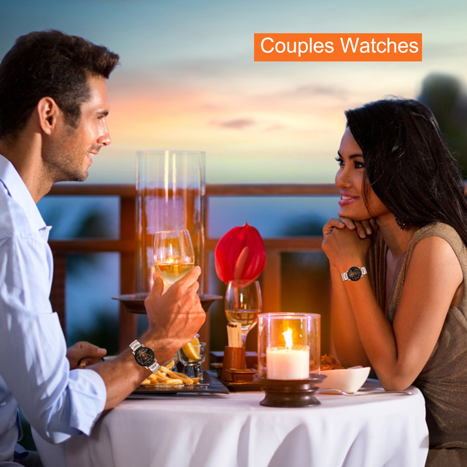 GLOBAL PHOENIX Couples Quartz Watch Women Stainless Steel Wrist Watch Women Type