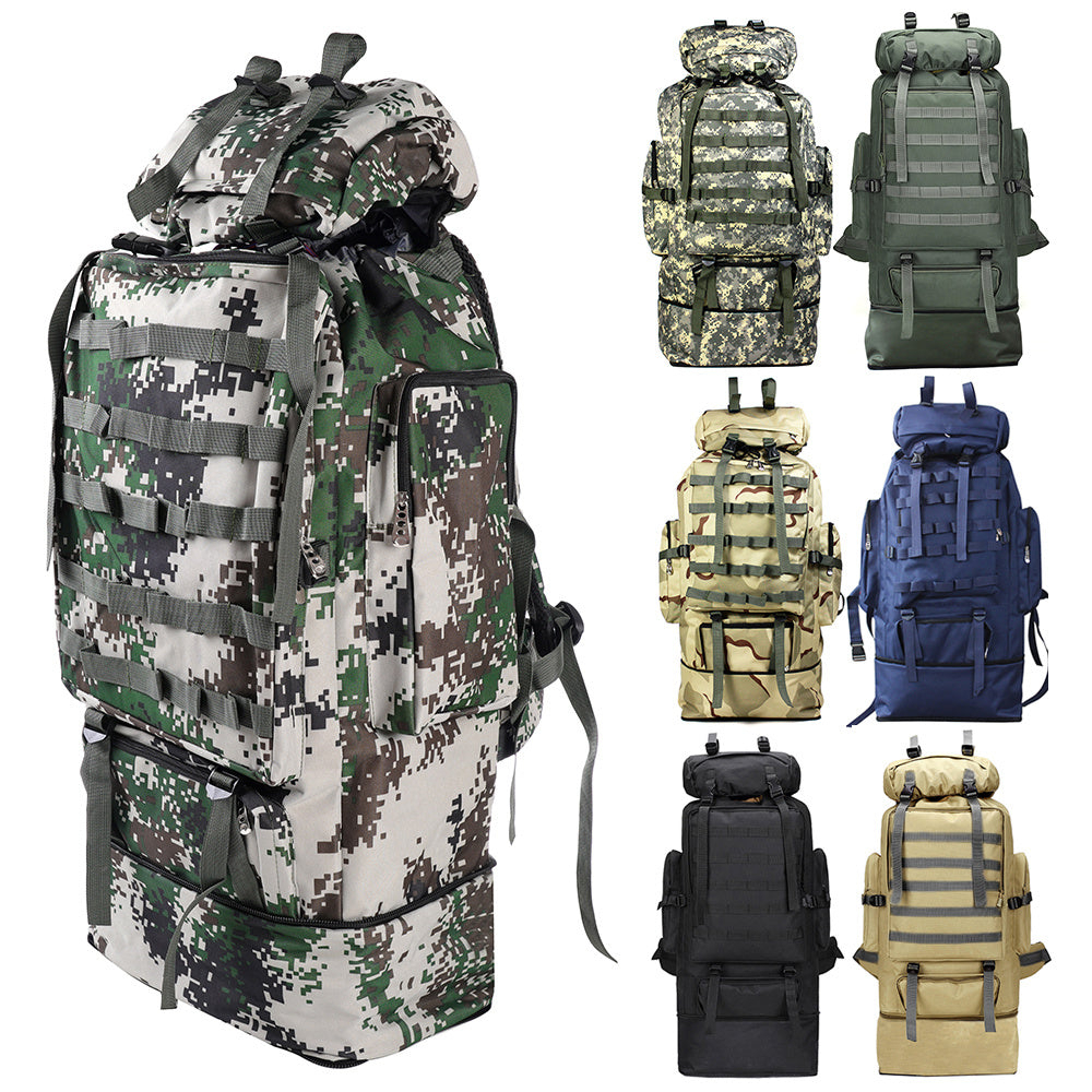 SKUSHOPS 100L Large Military Camping Backpack Waterproof Camo Hiking Travel Tactical Bag Dark Blue
