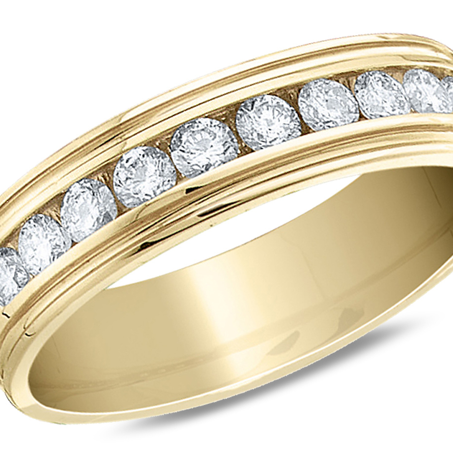 Gem And Harmony 1/4 Carat (ctw SI2-I1 H-I) Mens Diamond Wedding Band Ring in 14K Yellow Gold