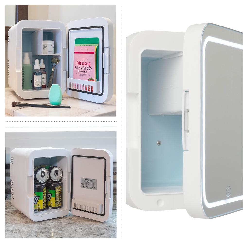 Home-Complete Skincare Fridge 6 Can Portable Refrigerator 12V Charger and Power Cord Mini Fridge