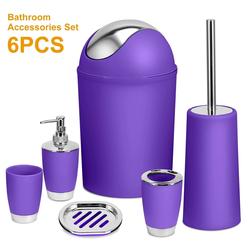 SKUSHOPS Bathroom Accessories Set 6 Pcs Bathroom Set Ensemble Complete Soap Dispenser Toothbrush Holder