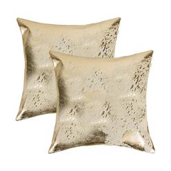 Natural  Torino Scotland Cowhide Pillow  2-Piece  Natural and gold