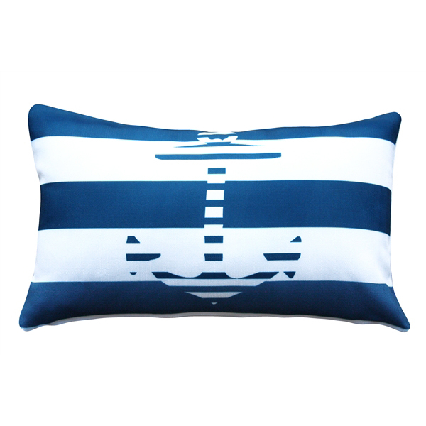 Pillow Decor - Blue Anchor Nautical Throw Pillow 12x19