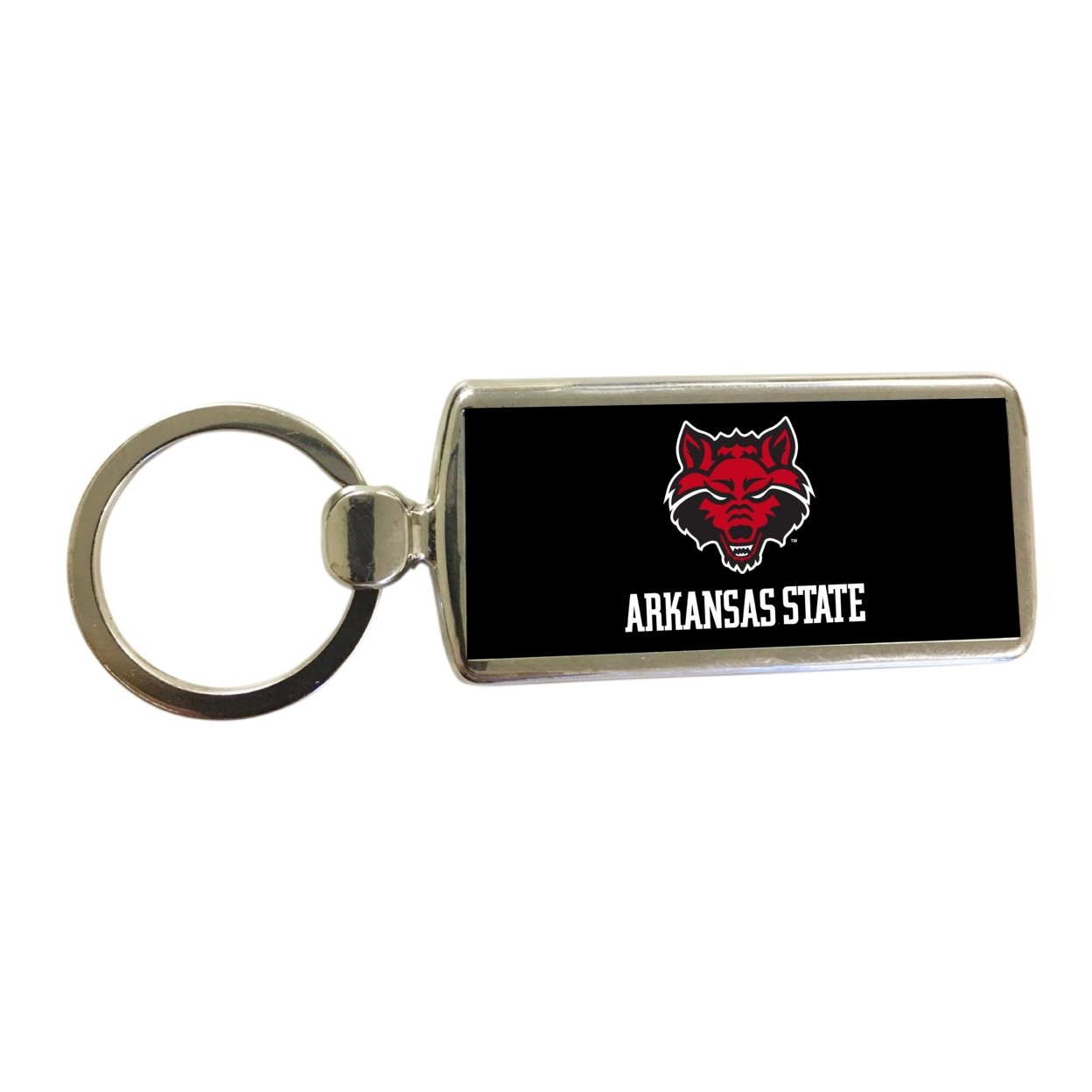 R and R Imports Arkansas State Metal Keychain