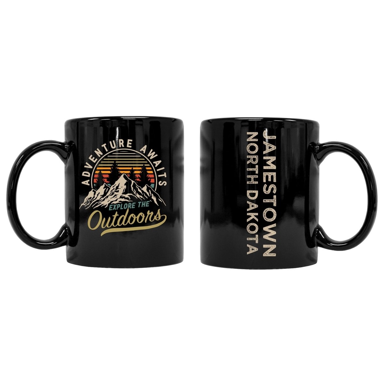 R and R Imports Jamestown North Dakota Souvenir Adventure Awaits 8 oz Coffee Mug 2-Pack