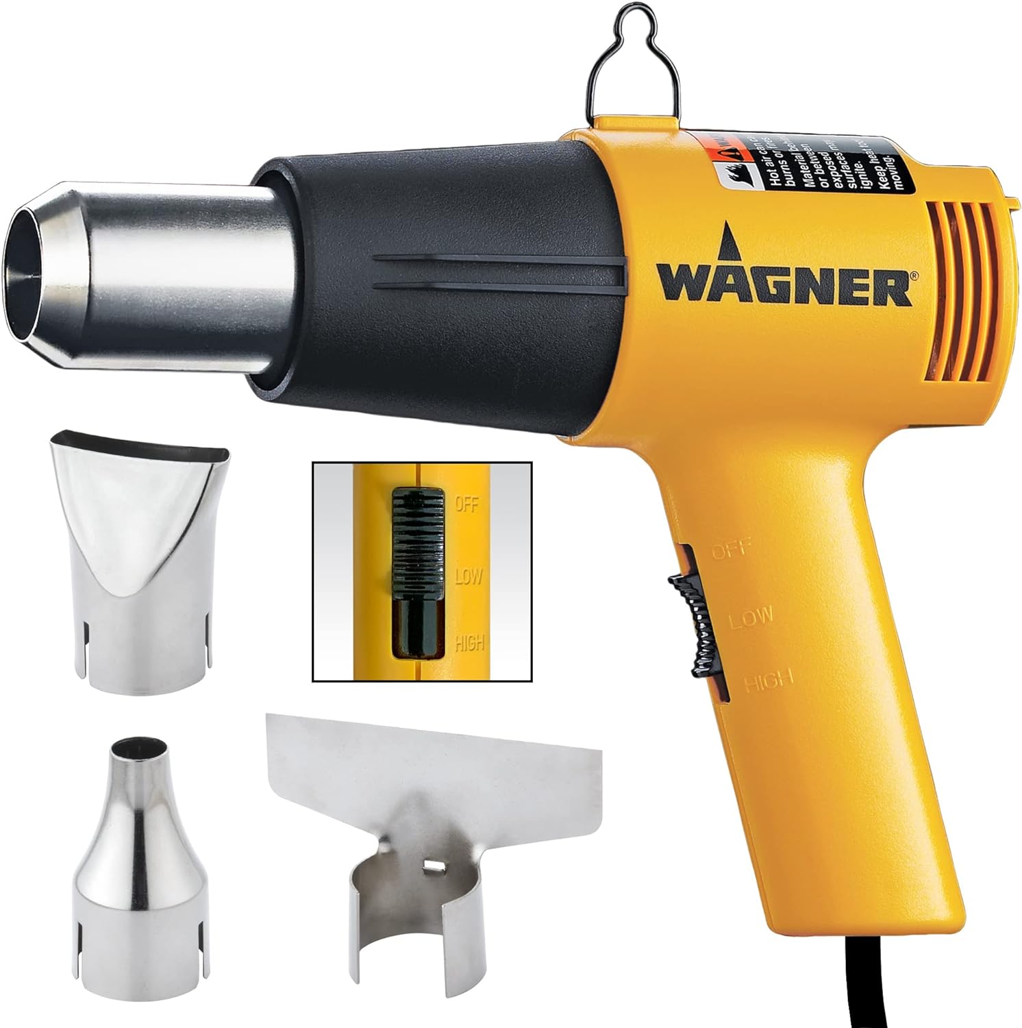 Wagner Heat Gun Kit Wagner Spraytech 2417344 HT1000 With 3 Nozzles Included, 2 Temp Settings 750ᵒF & 1000ᵒF, Great for Shrink Wrap,