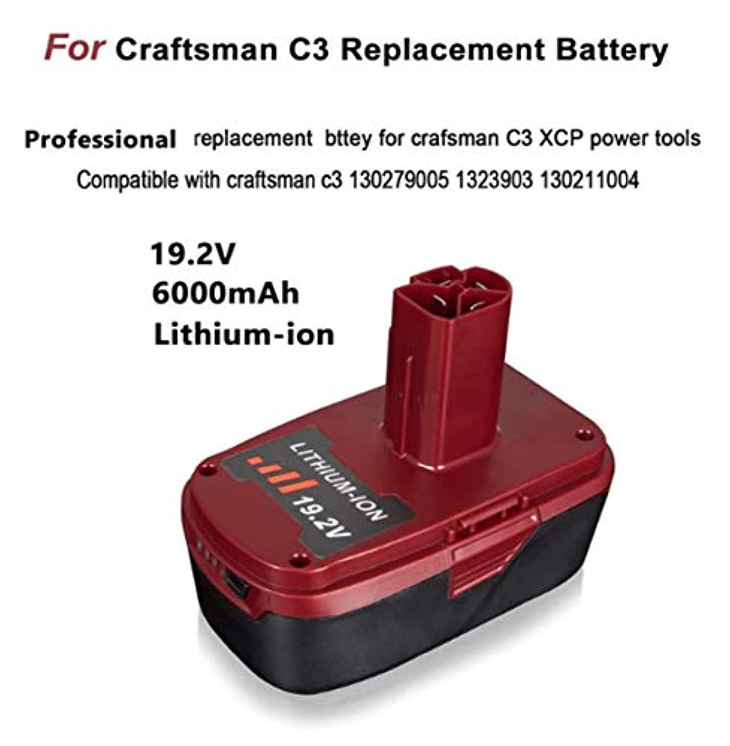 VANON 2pack c3 6.0 replace for 19.2volt craftsman battery 130279005 c3 315.115410 315.11485 130239006 130235021 cordless drill tool