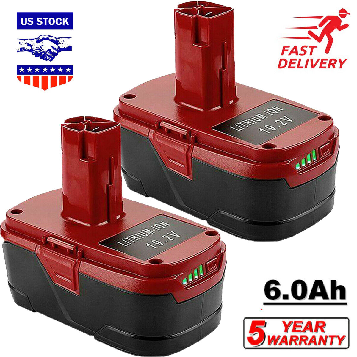 TKM Products 2Pack Compatible With Craftsman C3  19.2V XCP Lithium-ion Battery 11376 11375 323903