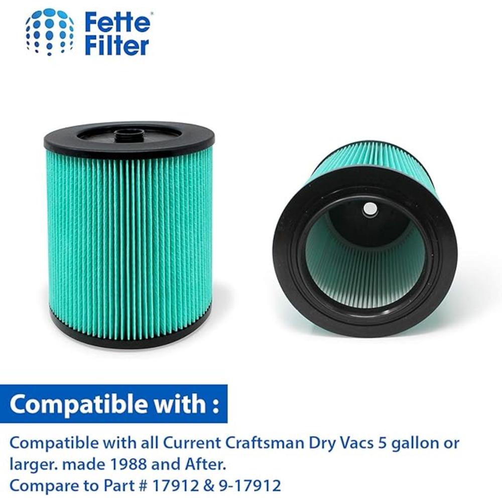 Fette Filter - 17912 & 9-17912 HEPA Vacuum Filter with High Efficiency Particle Air Filter Material Compatible with Craftsman.
