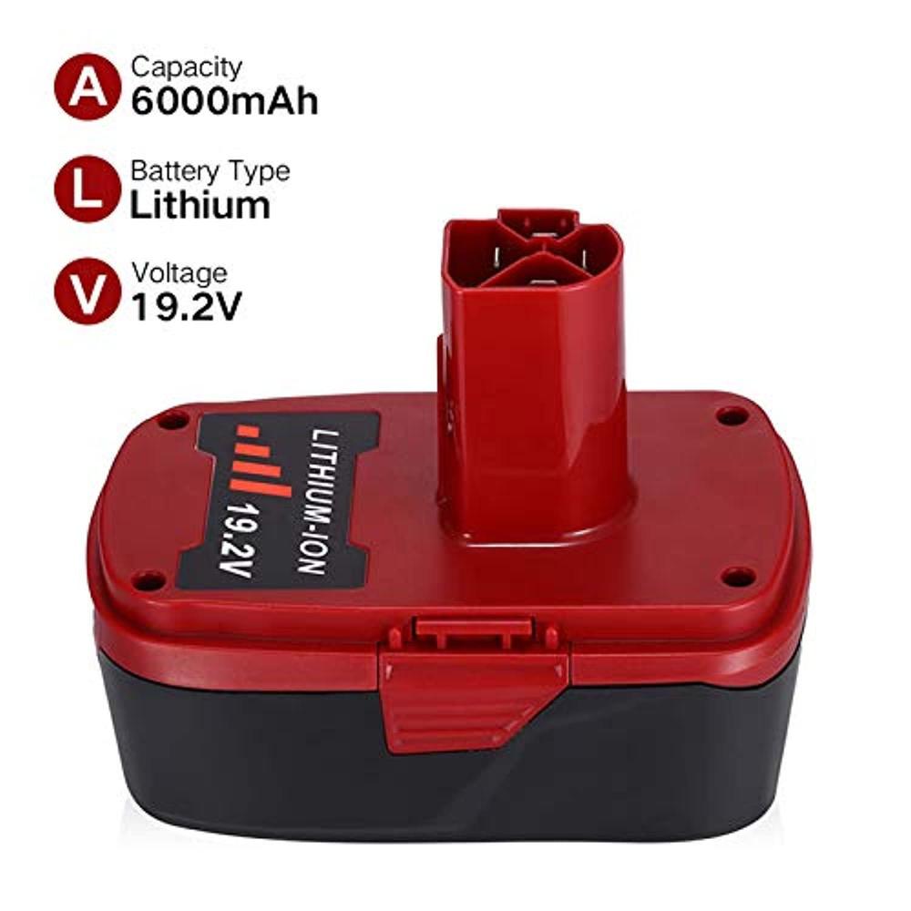 Dosctt 2 packs 6.0ah 19.2v c3 battery compatible with craftsman 19.2 volt battery lithium-ion 130279005 1323903 130211004 11