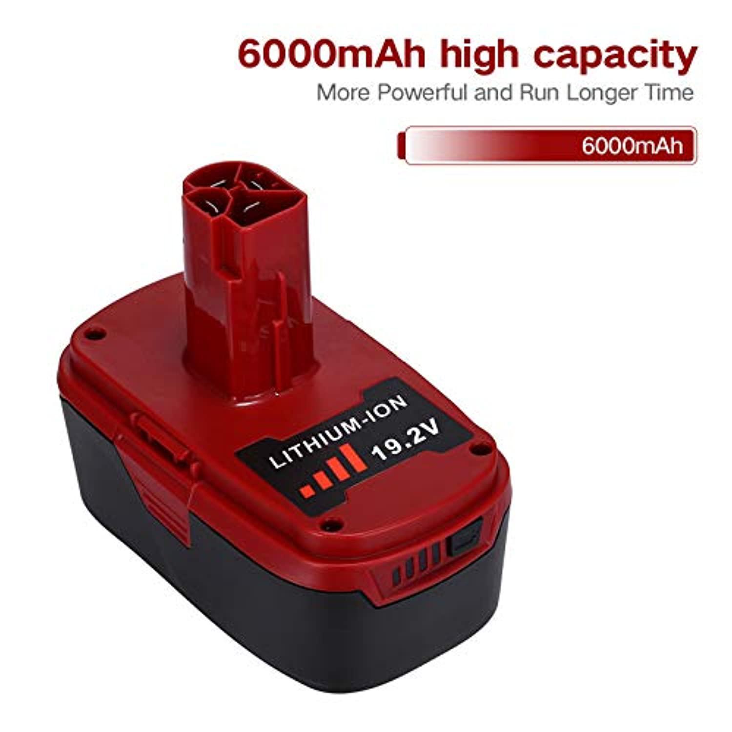 Dosctt 2 packs 6.0ah 19.2v c3 battery compatible with craftsman 19.2 volt battery lithium-ion 130279005 1323903 130211004 11