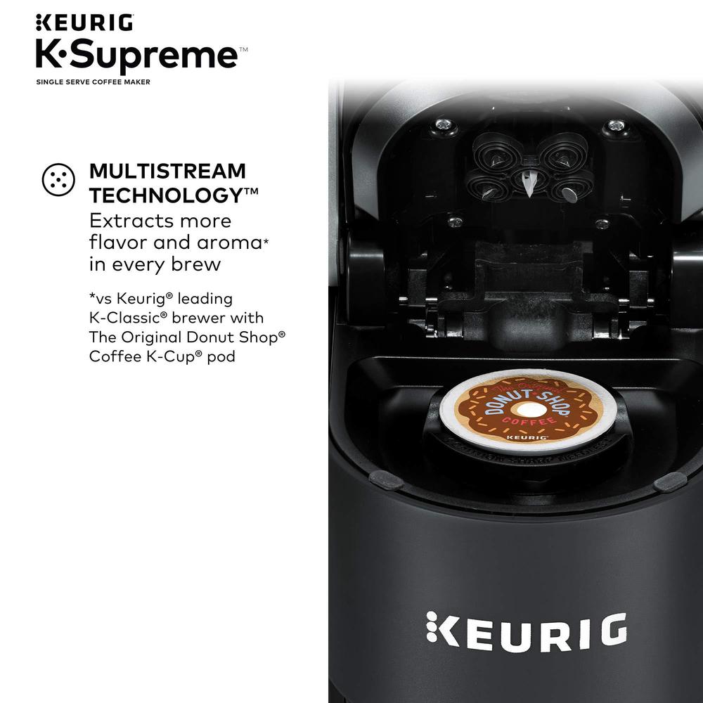 keurig k-supreme single serve k-cup pod coffee maker, multistream technology, black