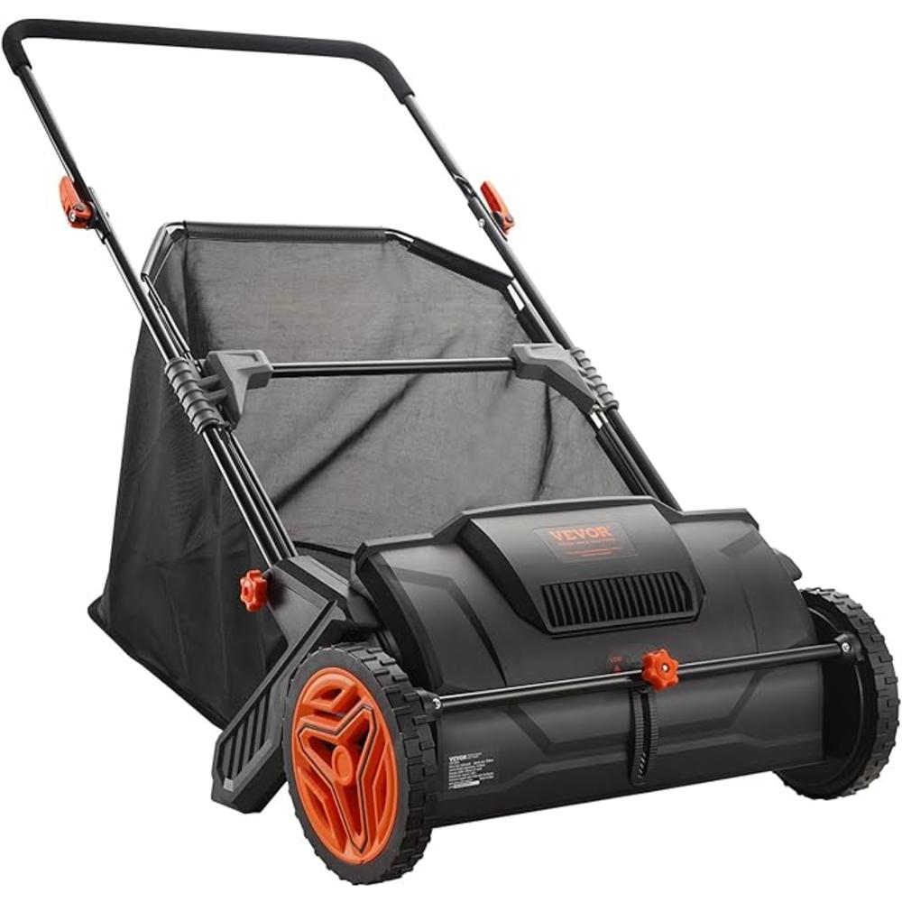 VEVOR Push Lawn Sweeper, 21-inch Leaf & Grass Collector, Strong Rubber Wheels & Heavy Duty Thickened Steel Durable to Use with