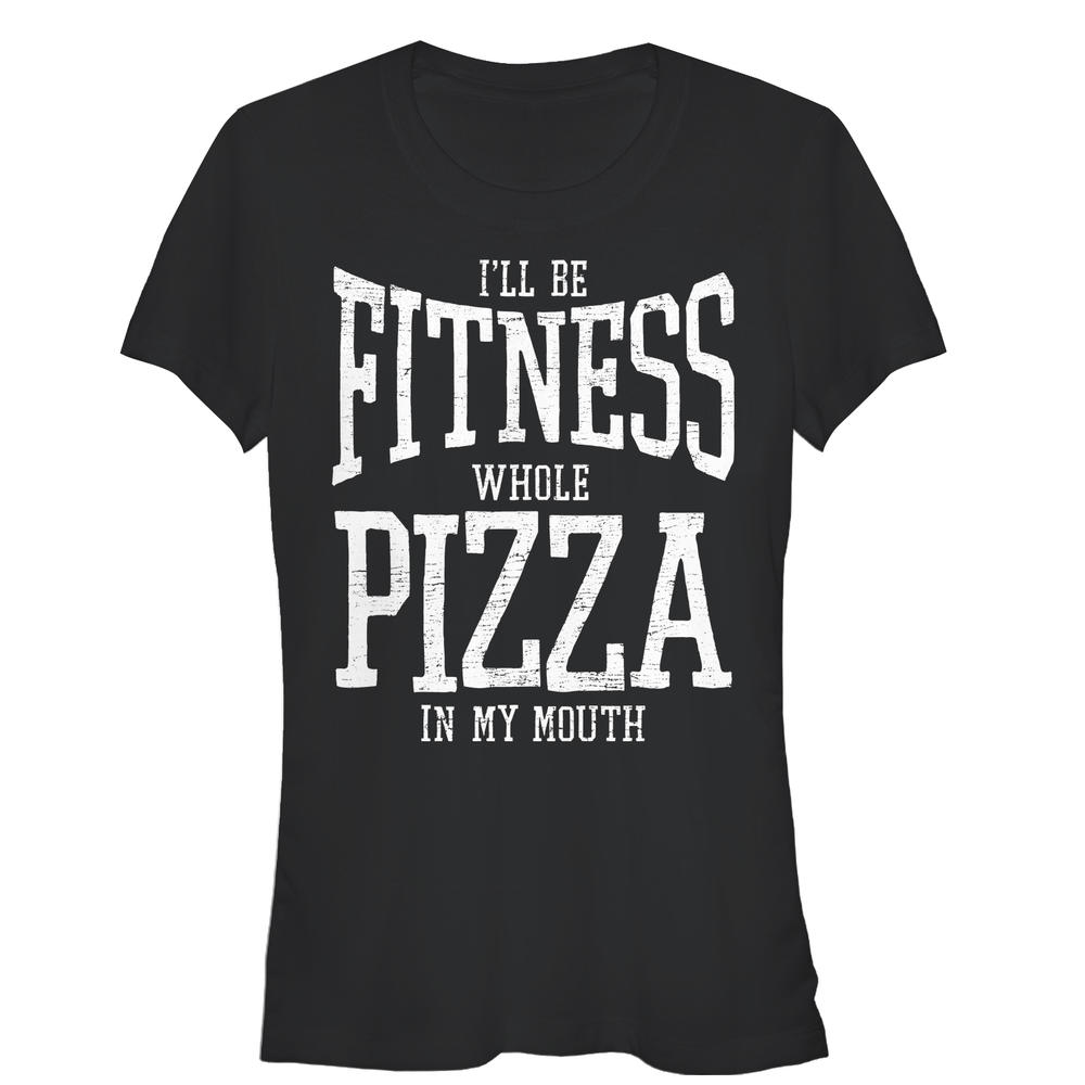 Chin-Up Apparel Junior's CHIN UP Fitness Whole Pizza  Graphic Tee
