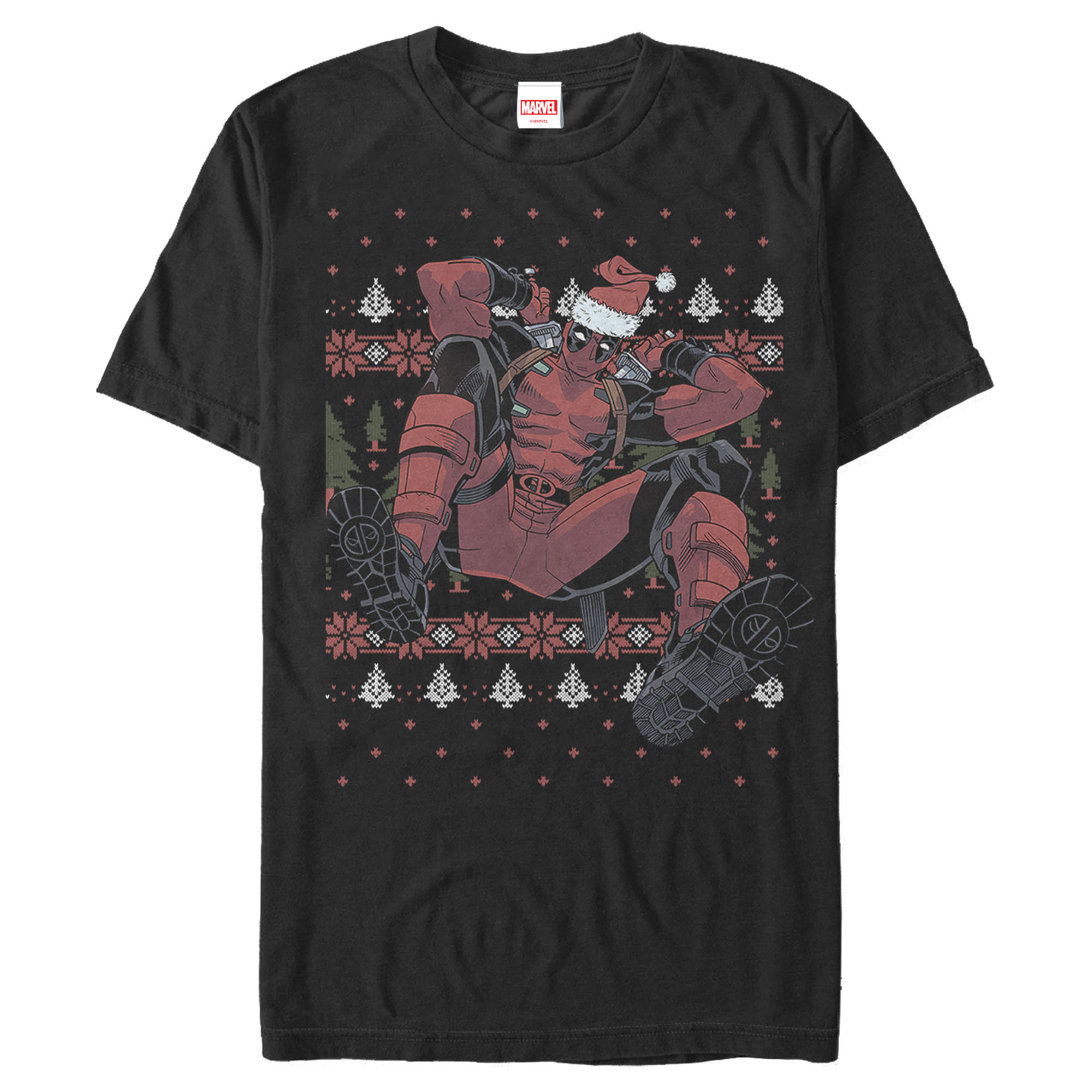 Marvel Men's Marvel Deadpool Santa Hat Ugly Sweater Holiday  Graphic T-Shirt