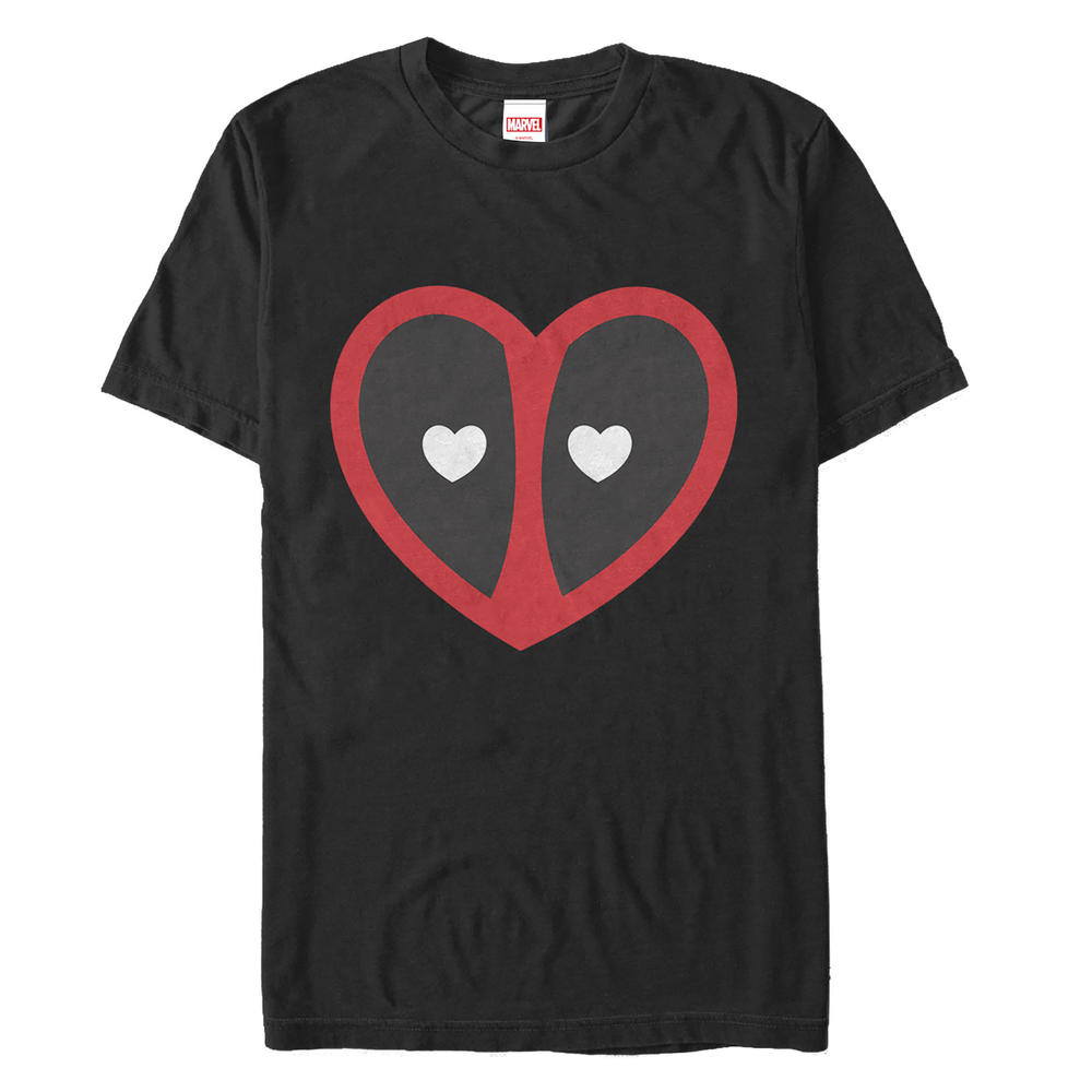 Marvel Men's Marvel Valentine's Day Deadpool Heart Mask  Graphic Tee