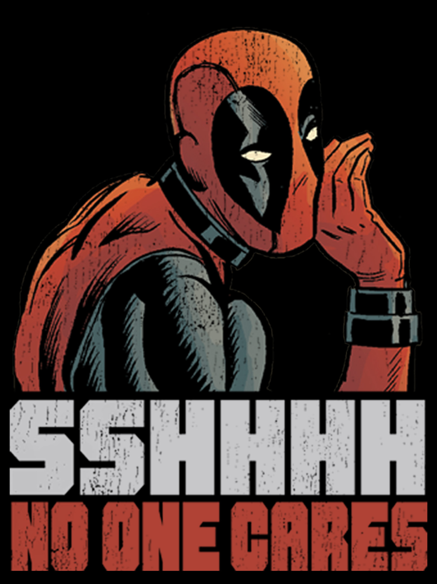 Marvel Men's Marvel Deadpool No One Cares  Graphic Tee