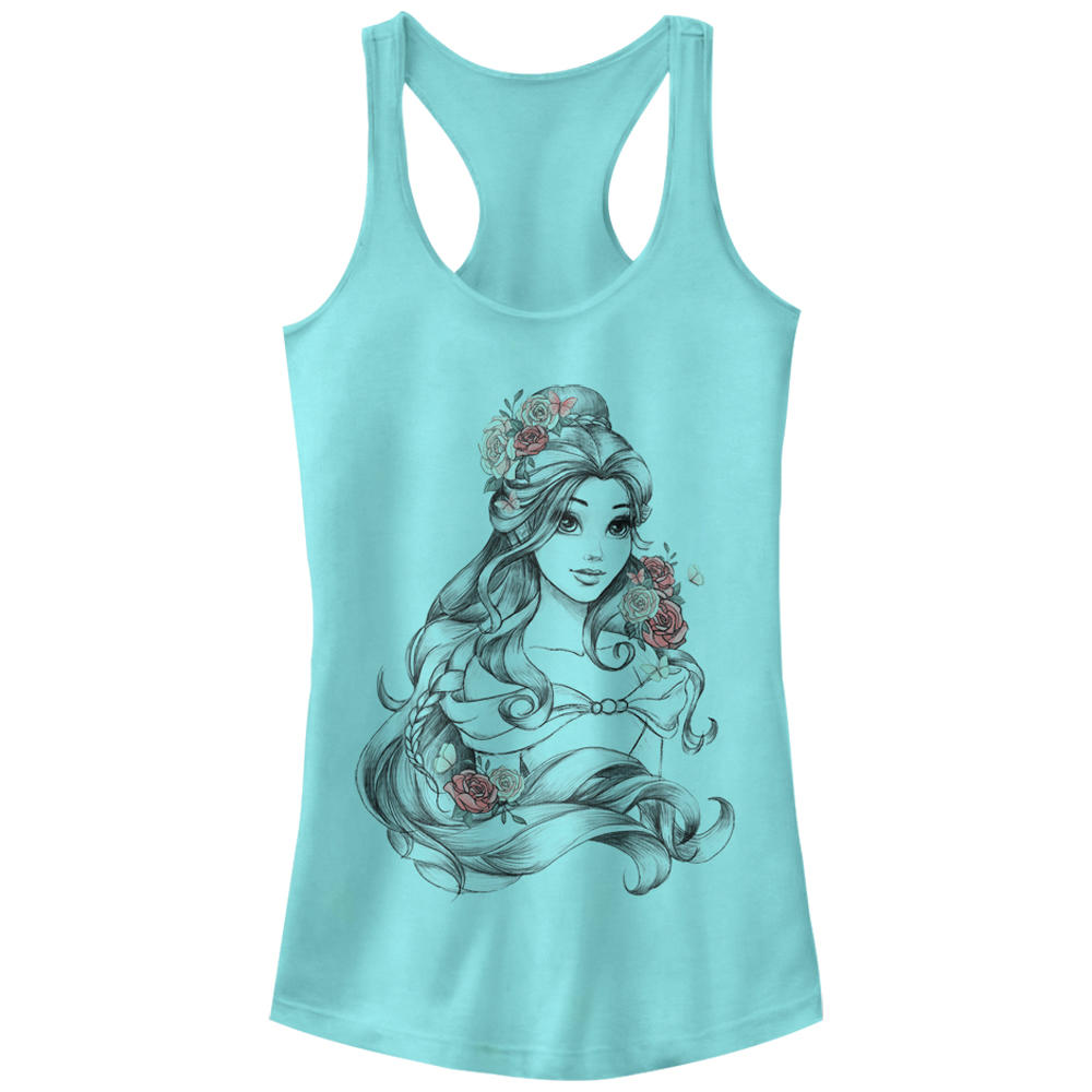Beauty And The Beast Junior's Beauty and the Beast Flowers  Racerback Tank Top