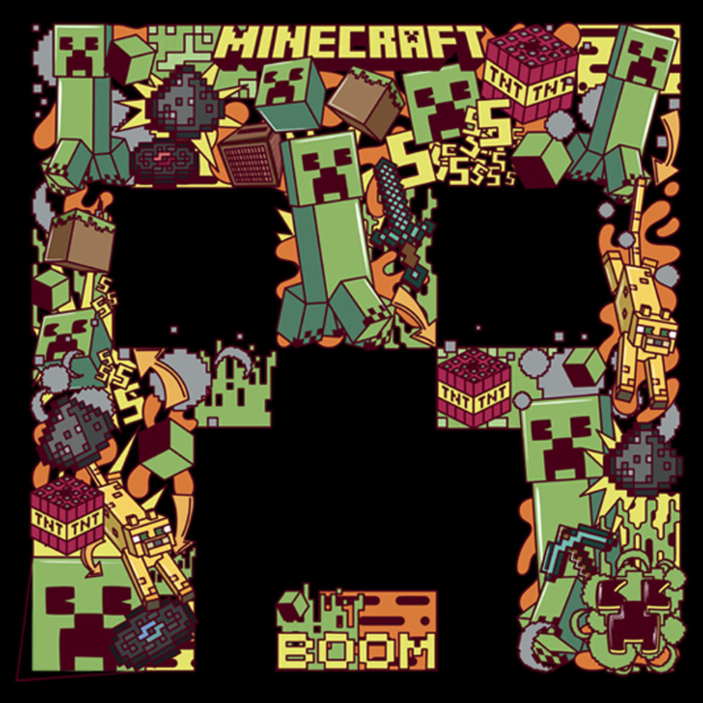 Minecraft Men's Minecraft Creeper Collage  Graphic T-Shirt