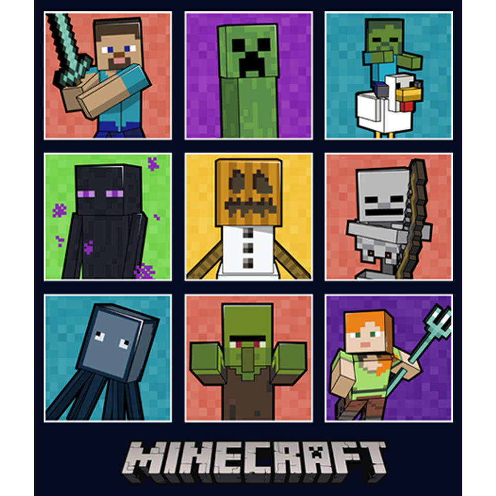 Minecraft Junior's Minecraft Character Boxes  Graphic Tee