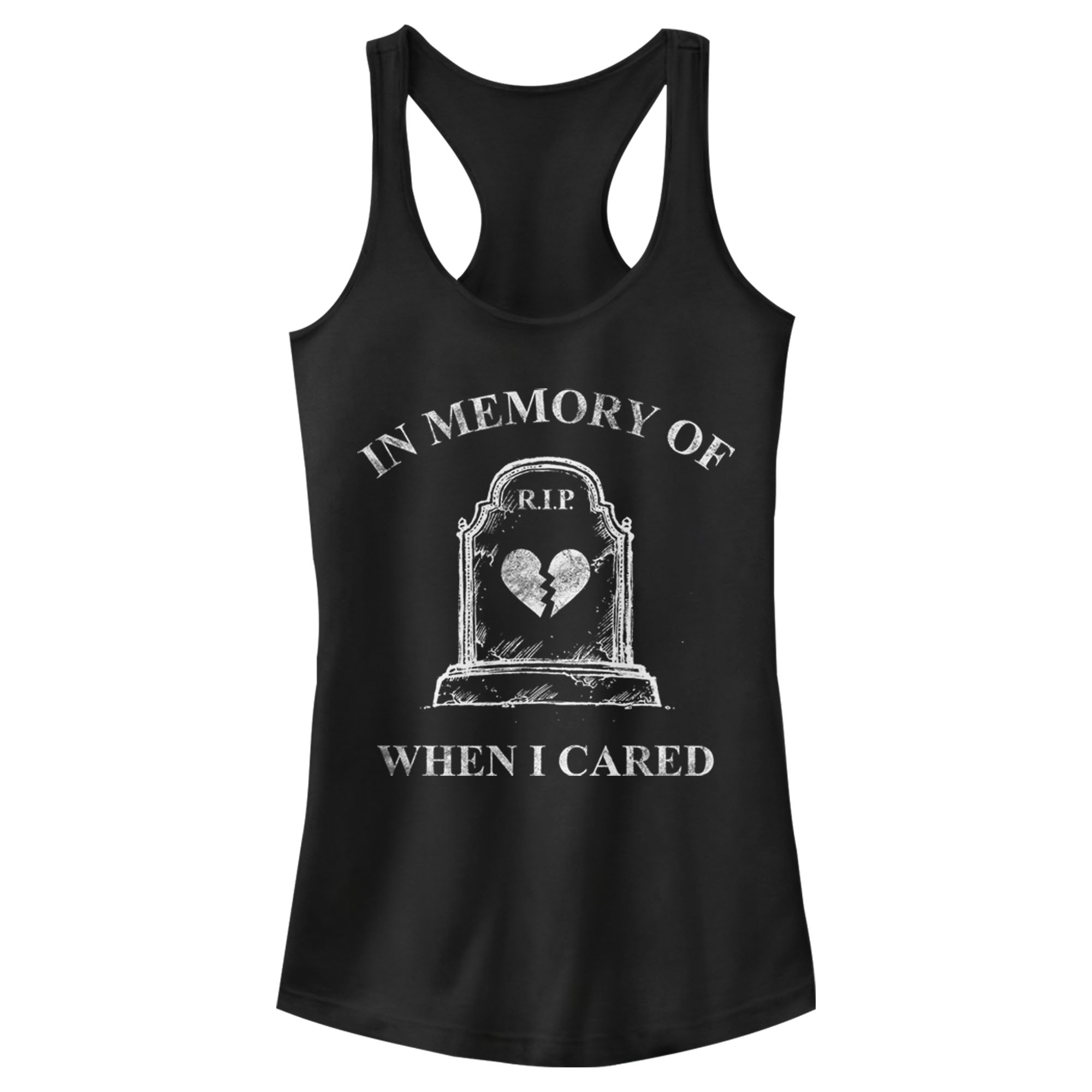 Lost Gods Junior's Lost Gods Halloween In Memory of When I Cared  Racerback Tank Top