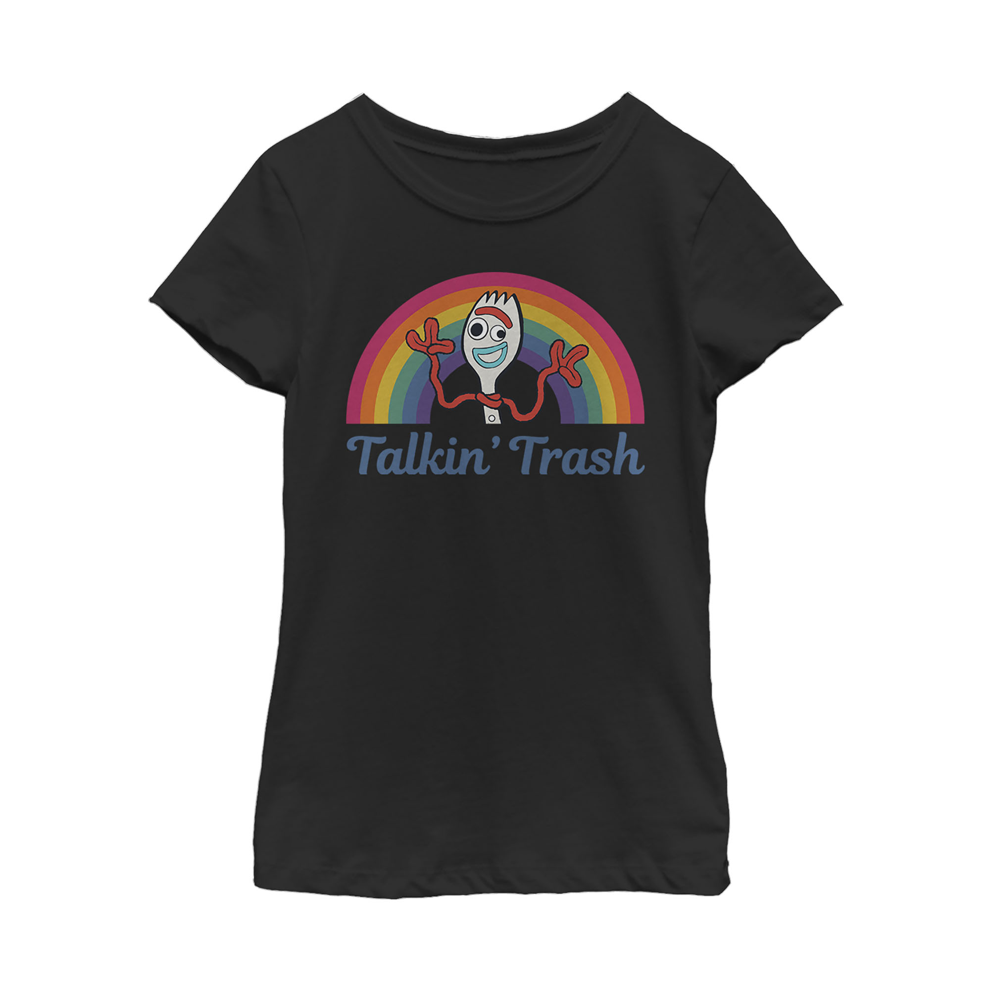 Disney Girl's Toy Story Forky Talkin' Trash Rainbow  Graphic T-Shirt
