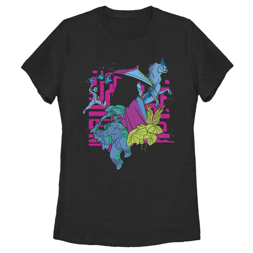 Raya and the Last Dragon Women's Raya and the Last Dragon Colorful Characters in Action  Graphic Tee