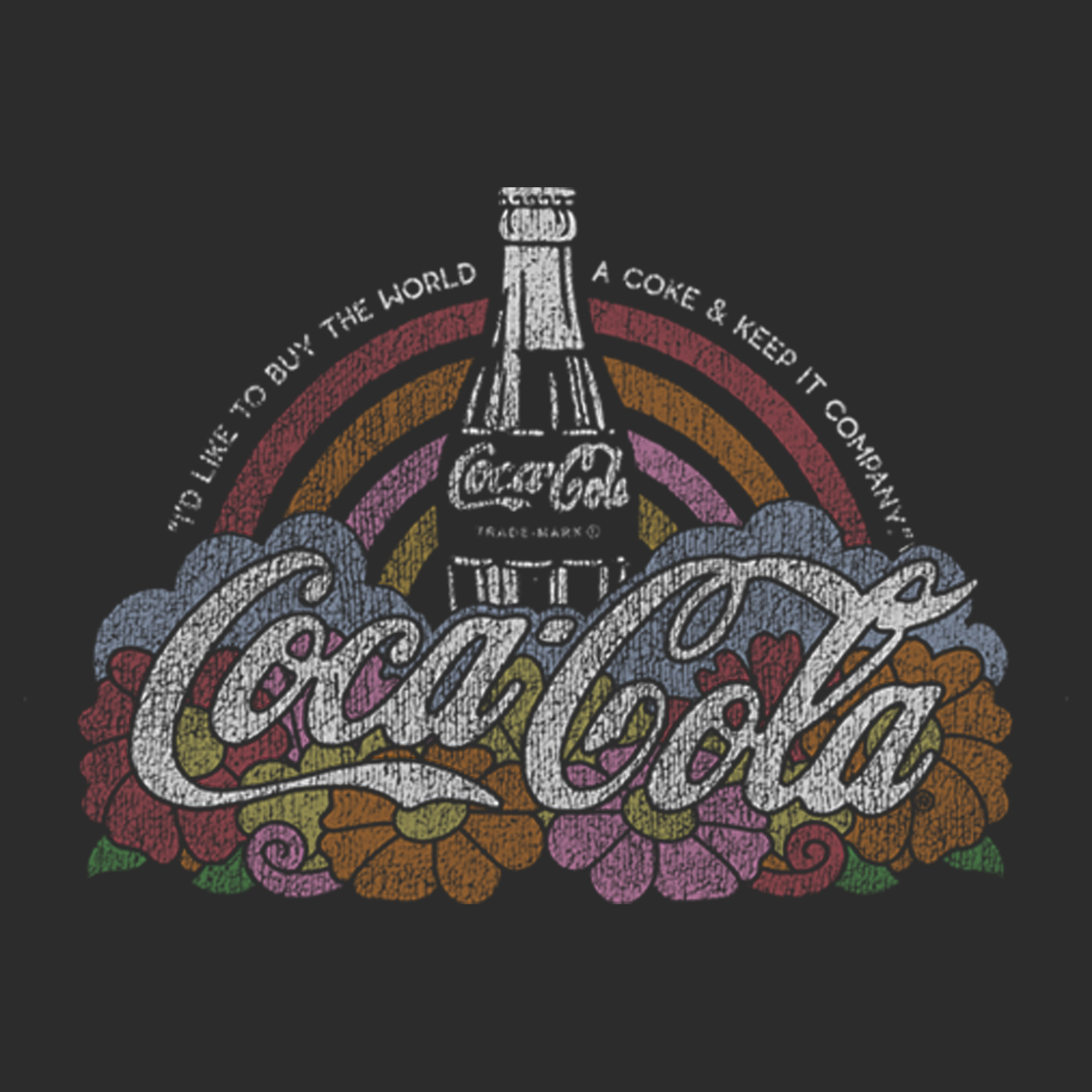 Coca-Cola Women's Coca Cola Unity Distressed Rainbow Logo  Graphic T-Shirt