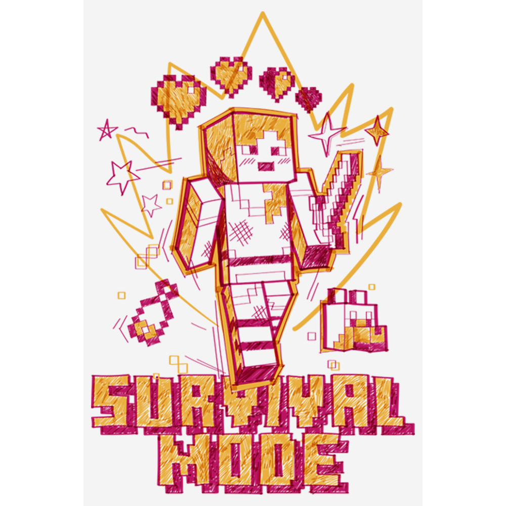 Minecraft Women's Minecraft Survival Mode Sketch  Graphic T-Shirt