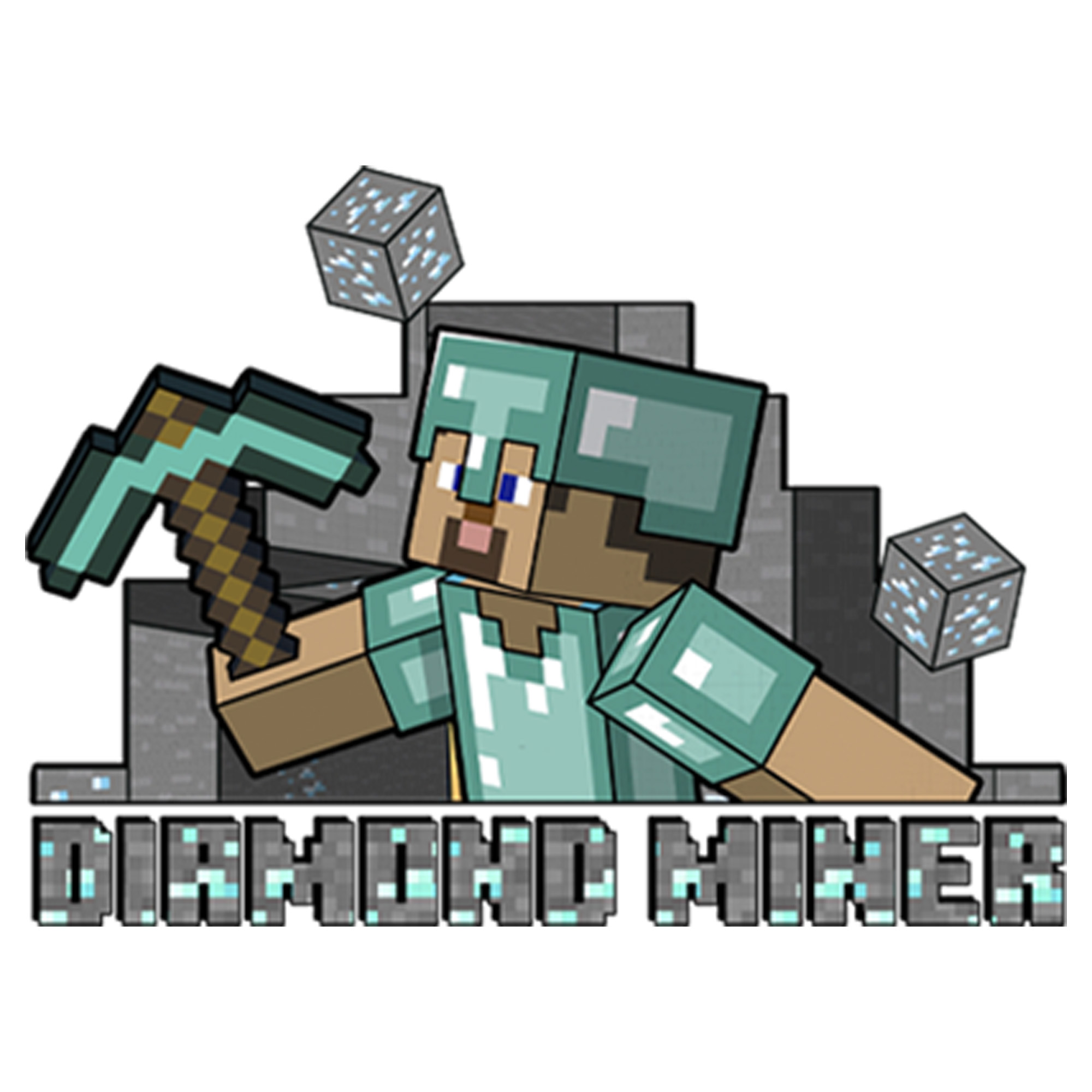 Minecraft Girl's Minecraft Diamond Miner  Graphic Tee