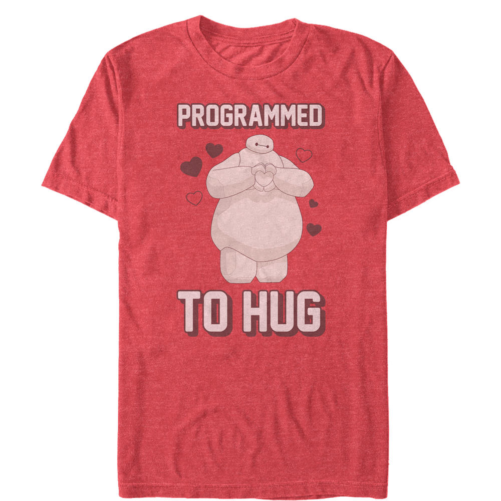 Disney Men's Big Hero 6 Valentine Baymax Programmed to Hug  Graphic T-Shirt