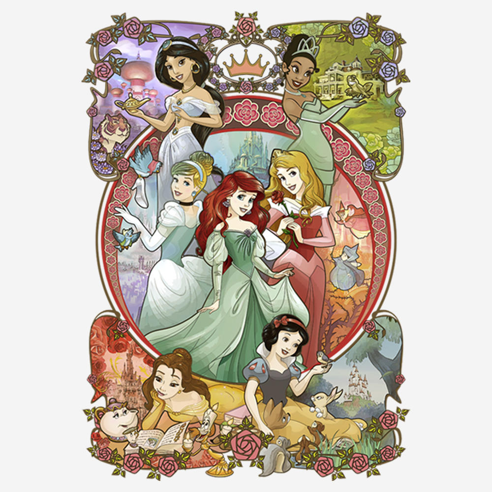 Disney Women's Disney Princesses Vintage Collage  Graphic T-Shirt