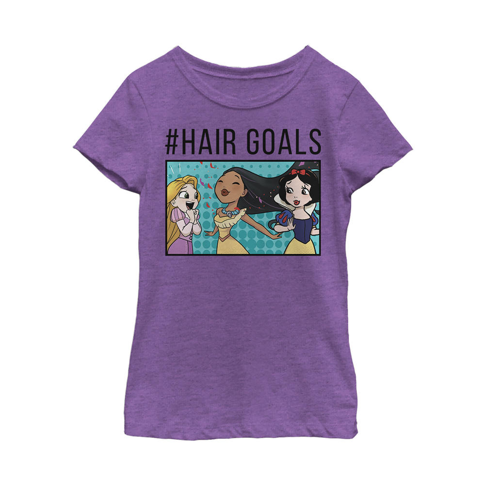 Disney Girl's Disney Princesses #Hair Goals Cartoon  Graphic Tee