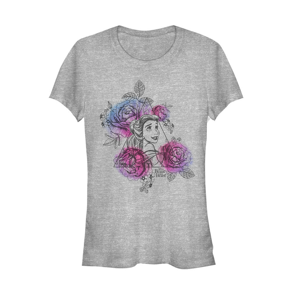 Beauty And The Beast Junior's Beauty and the Beast Belle Floral Triangle  Graphic Tee