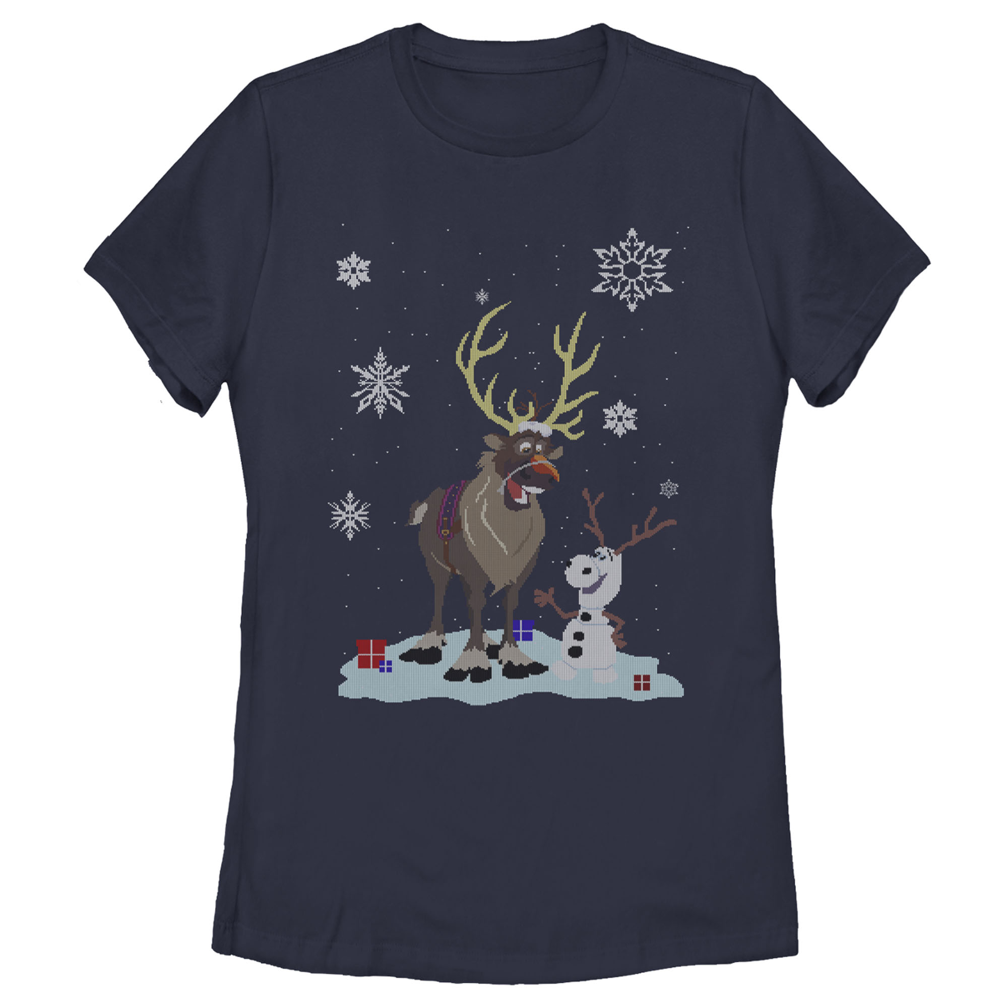 Disney Women's Frozen Christmas Sweater Friends  Graphic T-Shirt