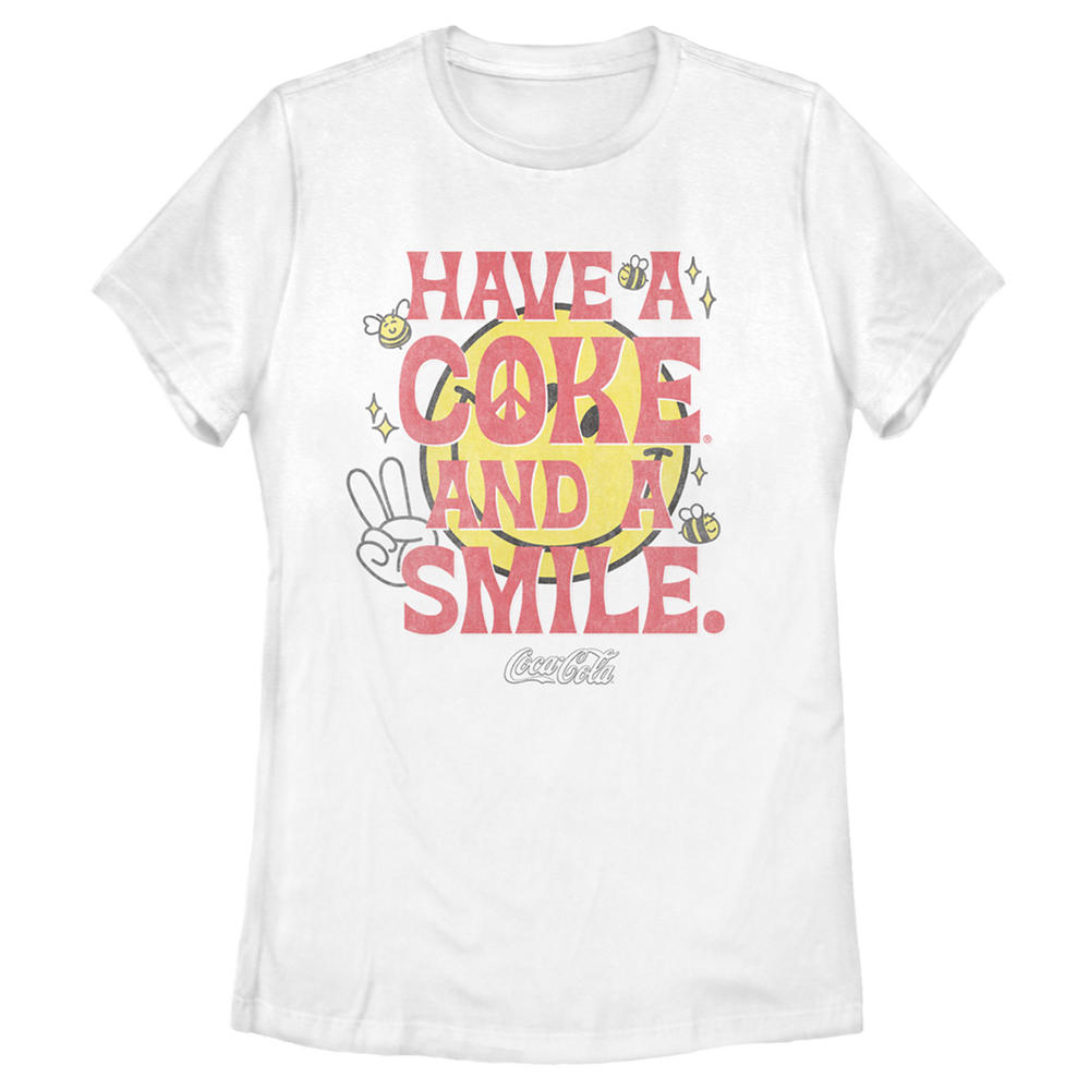 Coca-Cola Women's Coca Cola Unity Have a Coke and a Smile Peace  Graphic T-Shirt