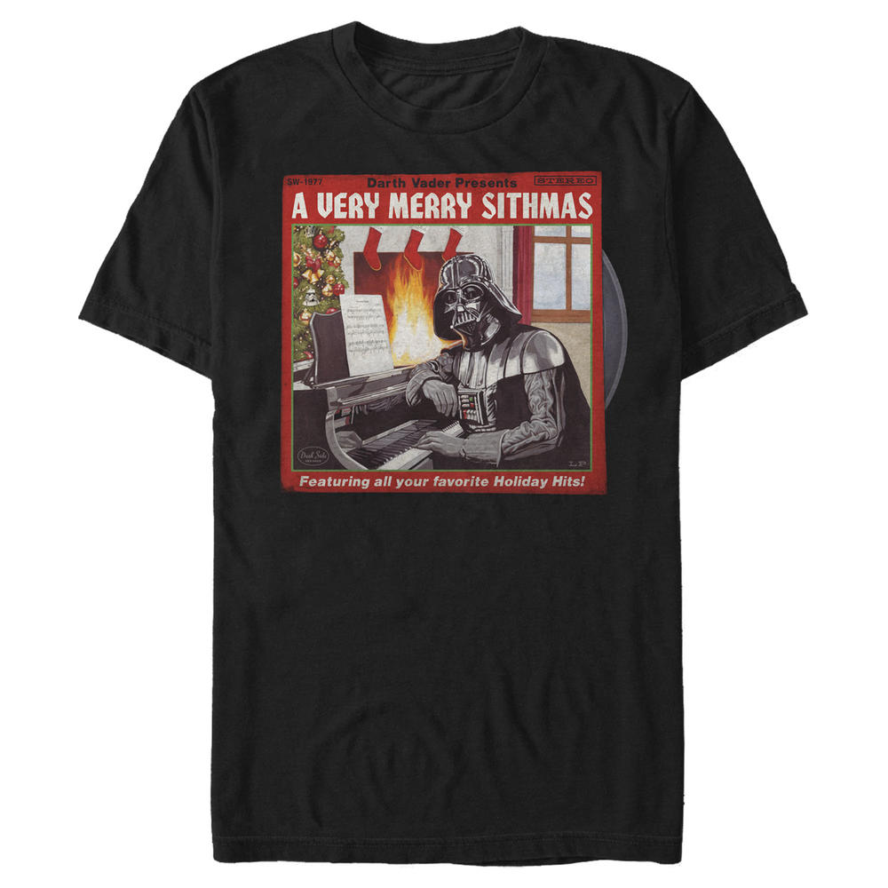 Star Wars Men's Star Wars Christmas Vintage Vader CD  Graphic T-Shirt