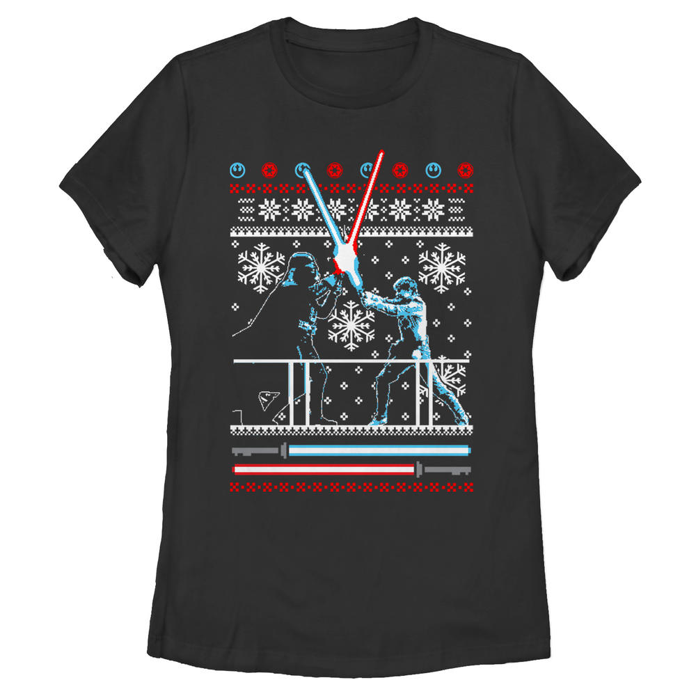 Star Wars Women's Star Wars Ugly Christmas Duel  Graphic Tee