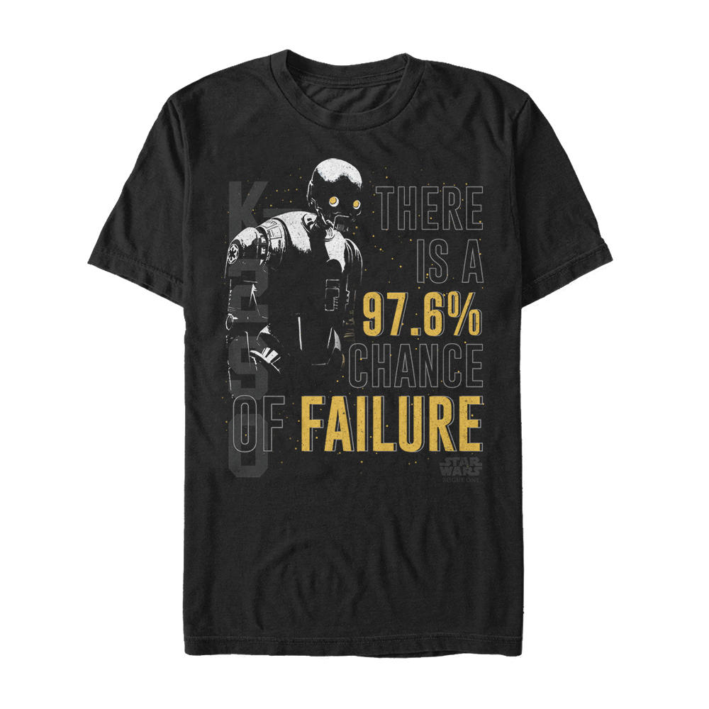Star Wars Men's Star Wars Rogue One K-2SO Chance of Failure  Graphic Tee