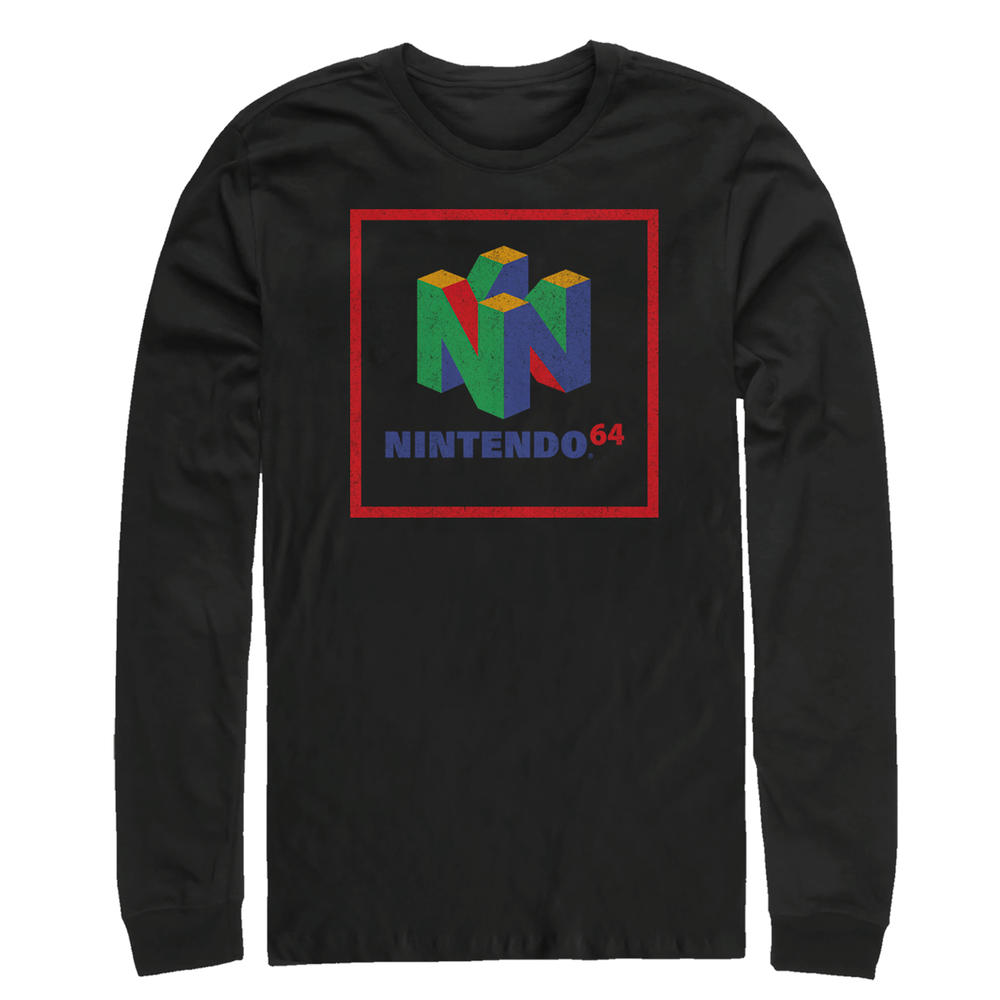 Men's Nintendo Classic N64 Logo Frame Long Sleeve Shirt nintendo 64 t shirt