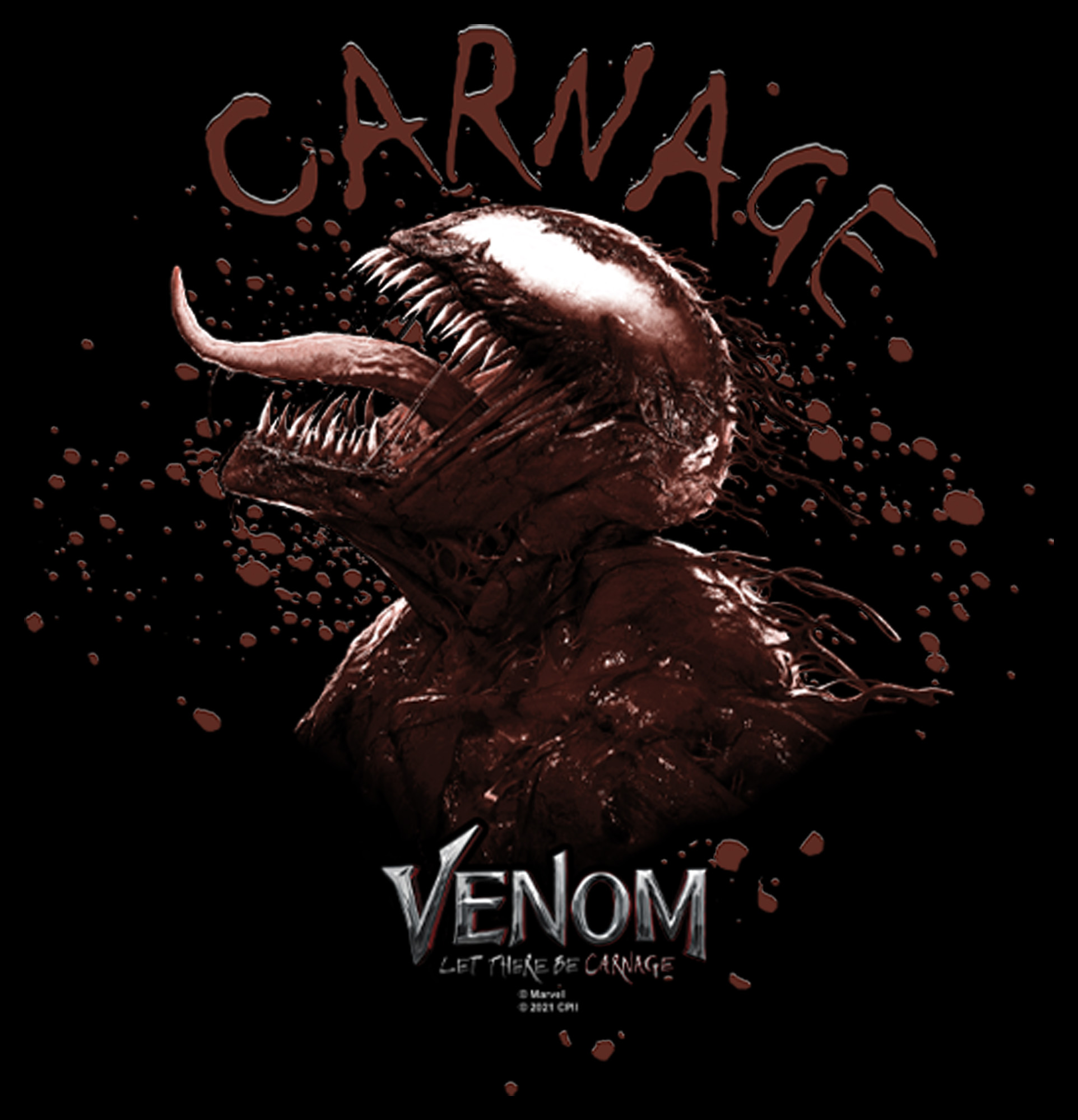 Marvel Men's Marvel Venom: Let There be Carnage Chilling Carnage Splatter  Graphic Tee