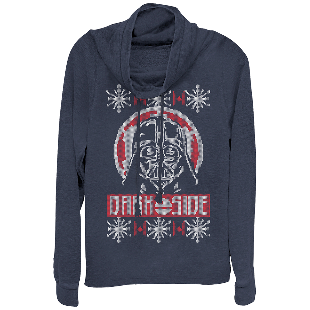 Star Wars Junior's Star Wars Ugly Christmas Dark Side  Cowl Neck Sweatshirt