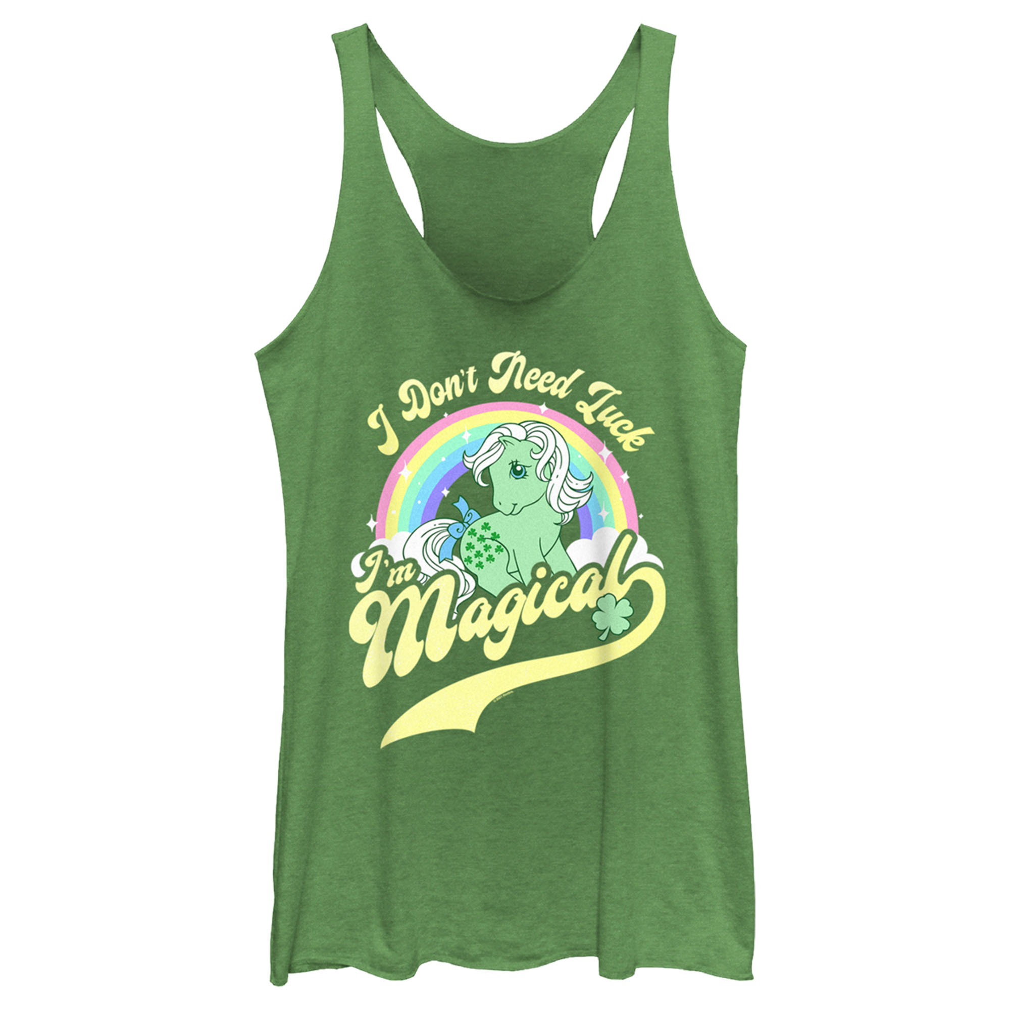My Little Pony Women's My Little Pony St. Patrick's Day I Don't Need Luck I'm Magical  Racerback Tank Top