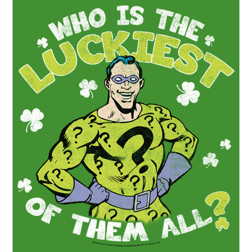 DC Comics Boy's Batman St. Patrick's Day Riddler Who is the Luckiest of Them All?  Graphic Tee
